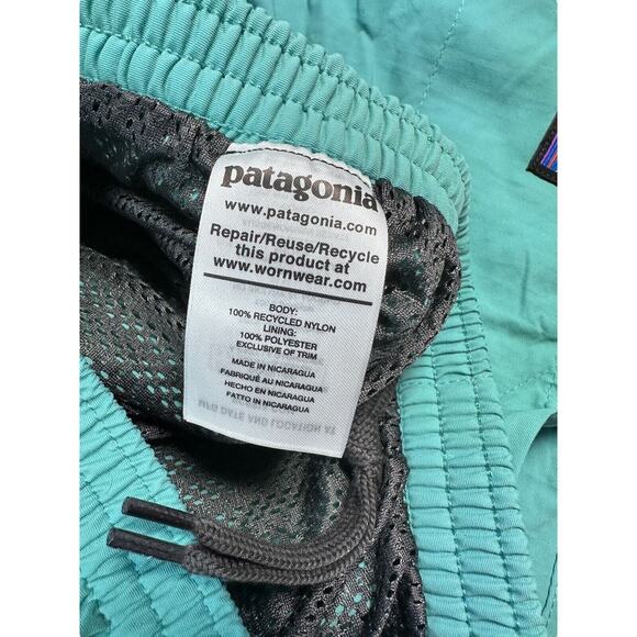 Patagonia Baggies Long Nylon Blend Light Green Swim Relaxed Fit Mens Size S NWT - Picture 8 of 9